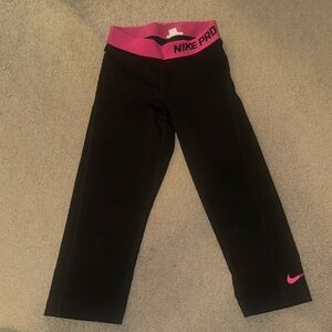 Nike Pro Capri Leggings with pink Nike symbol --Women's XS